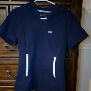Figs Navy Blue Scrub Top